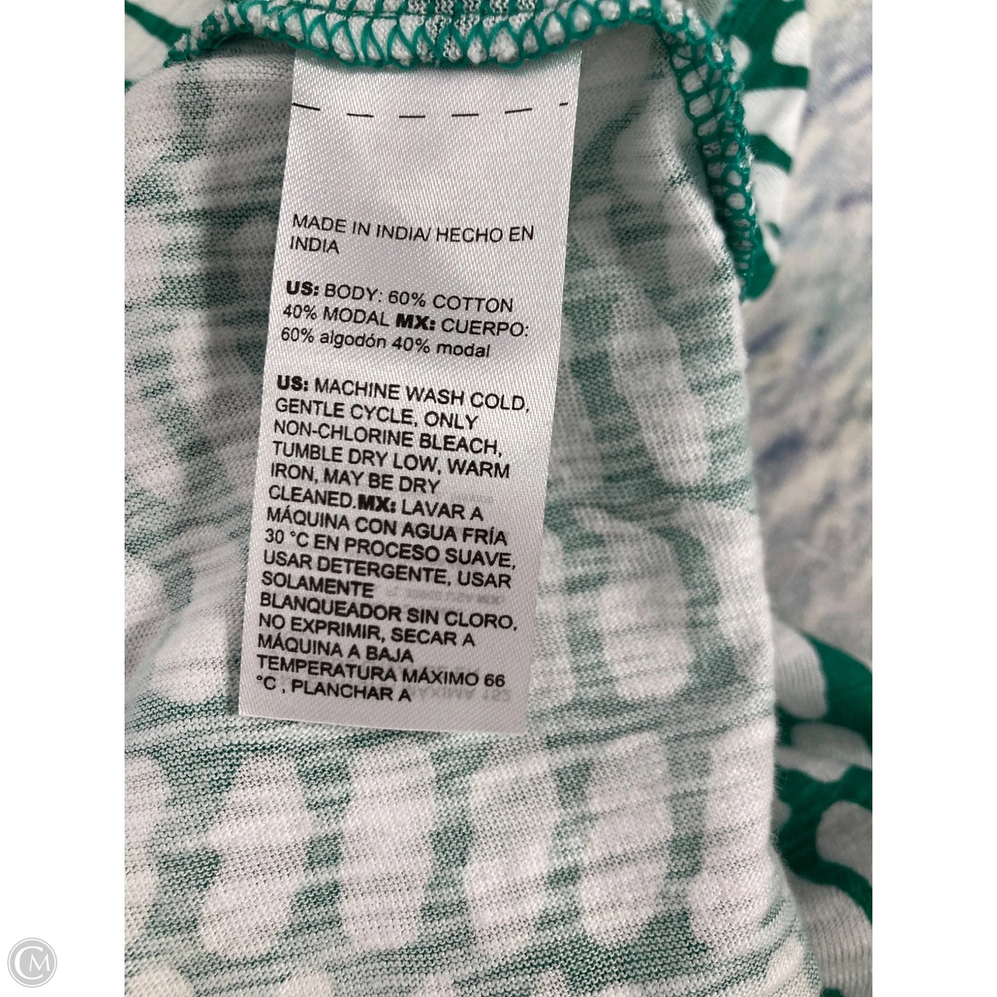 Top Short Sleeve By Chicos In Green & White, Size: M