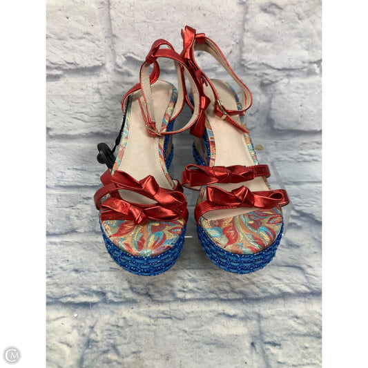 Sandals Heels Wedge By Clothes Mentor In Multi-colored, Size: 7.5