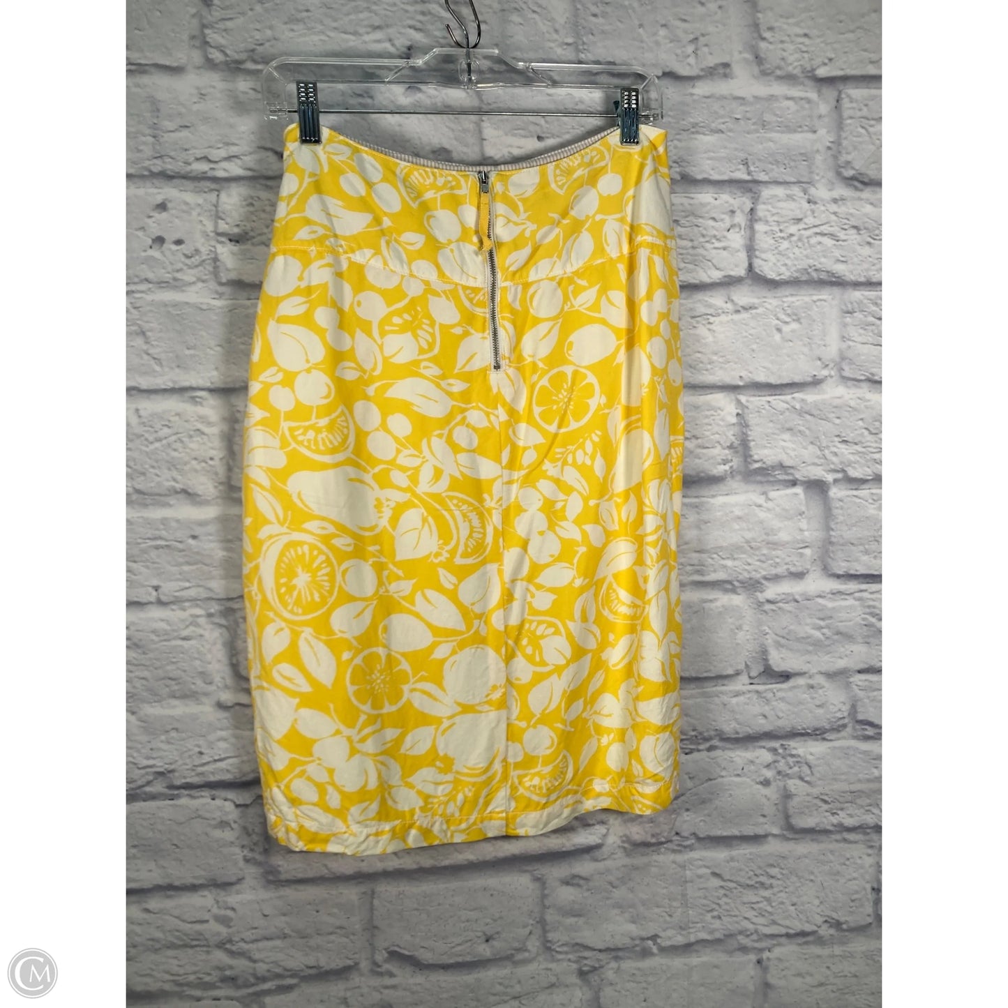 Skirt Midi By Anthropologie In White & Yellow, Size: 8