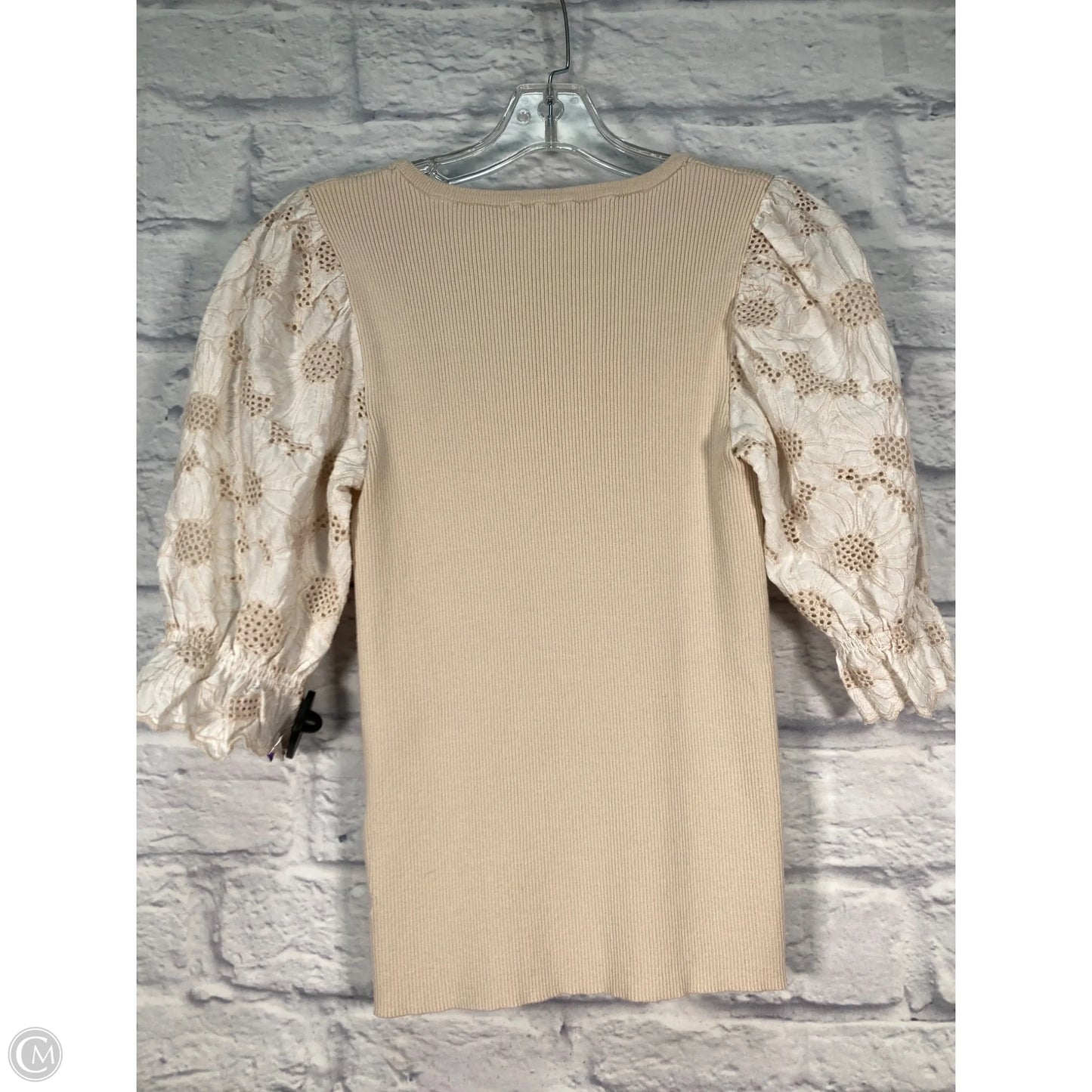 Top Short Sleeve By Elie Tahari In Tan & White, Size: S