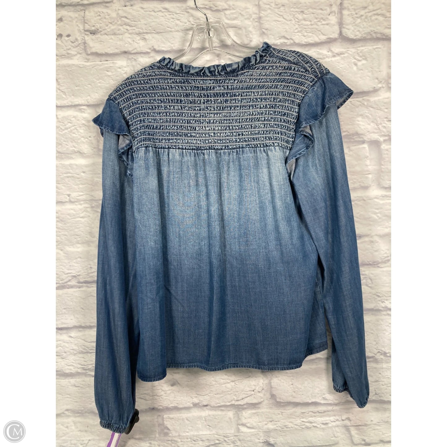 Top Long Sleeve By Cloth & Stone In Blue Denim, Size: S