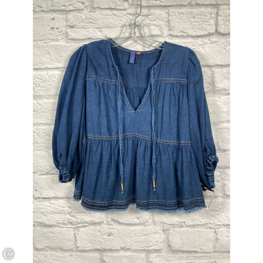 Top 3/4 Sleeve By Pilcro In Blue Denim, Size: S