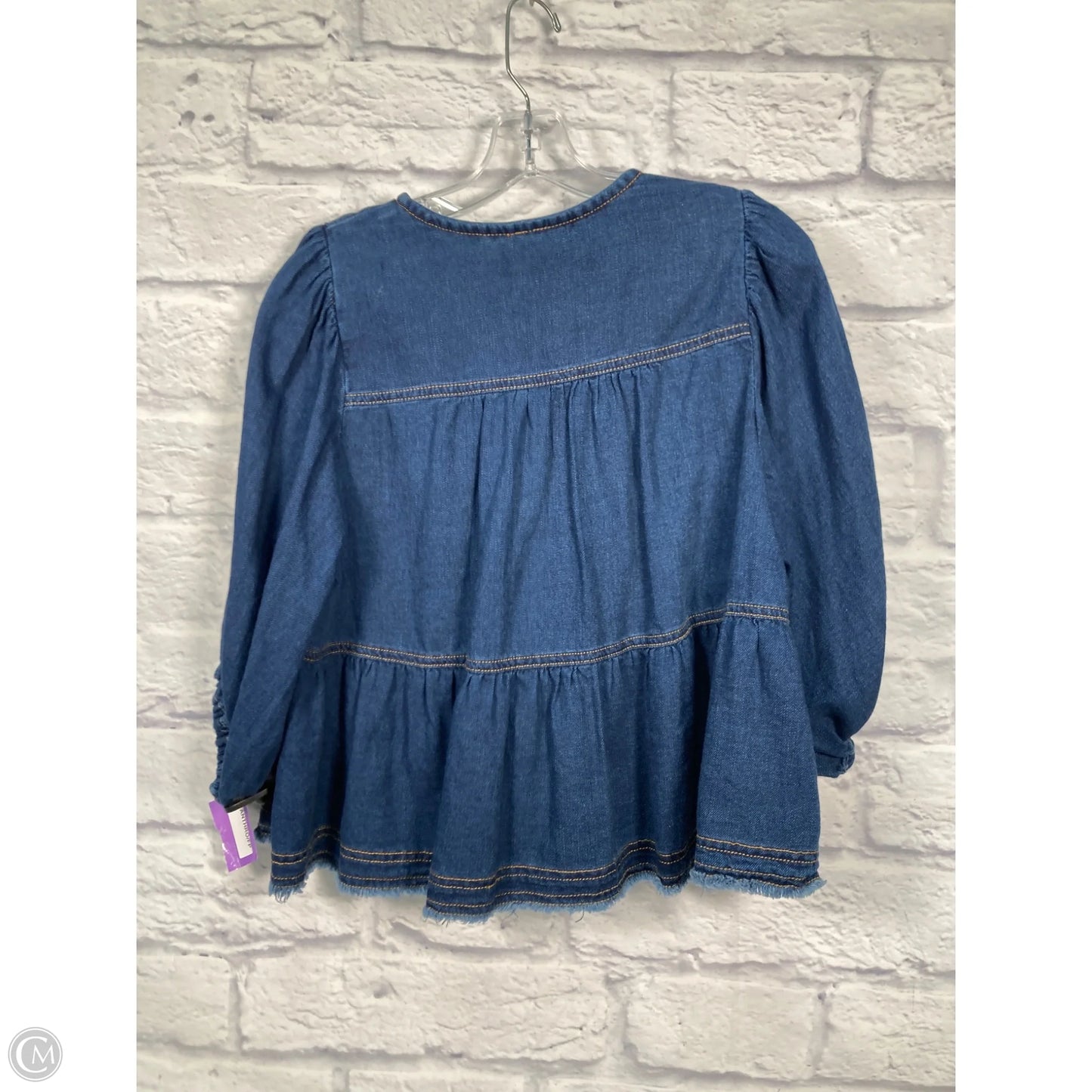 Top 3/4 Sleeve By Pilcro In Blue Denim, Size: S
