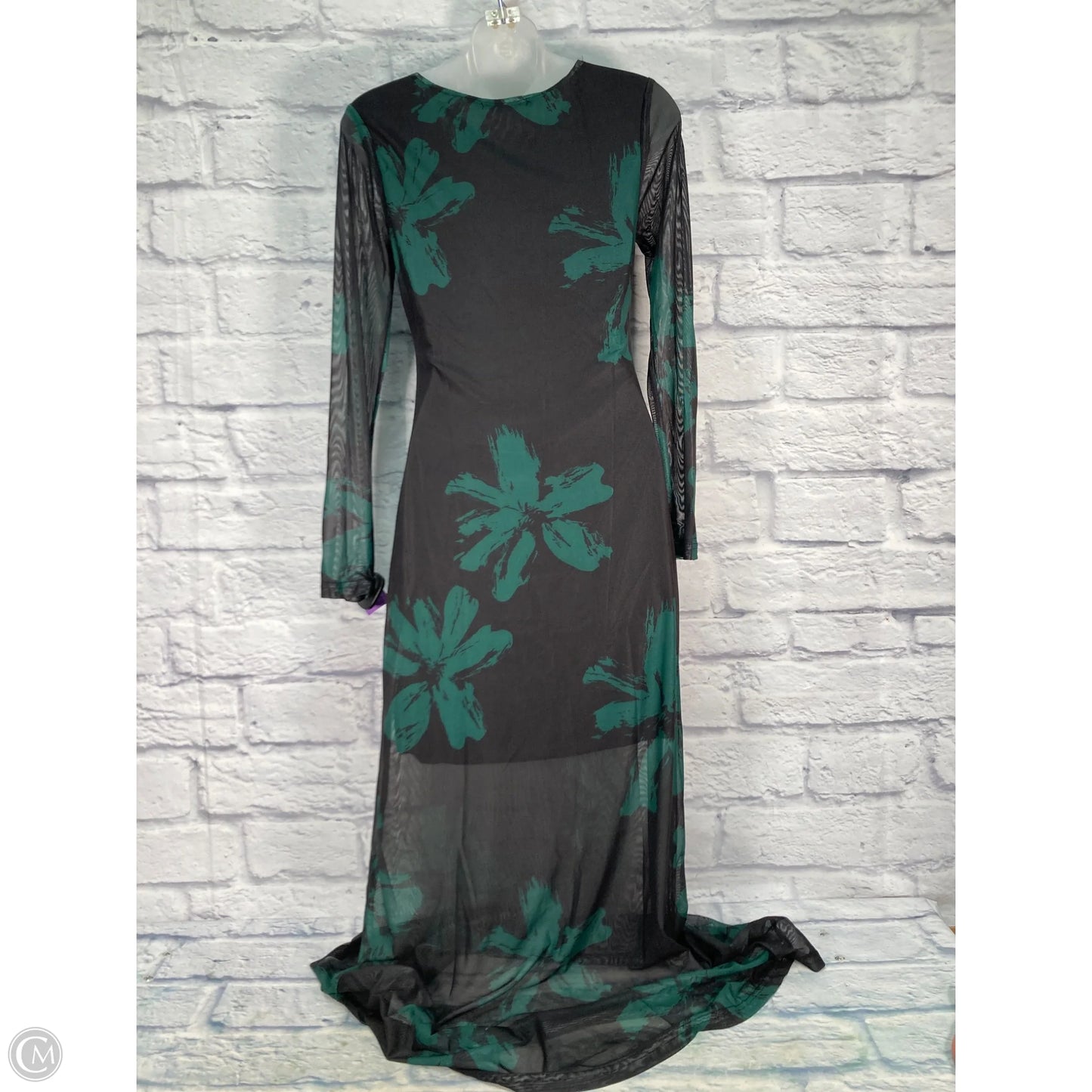 Dress Party Long By Clothes Mentor In Black & Green, Size: S