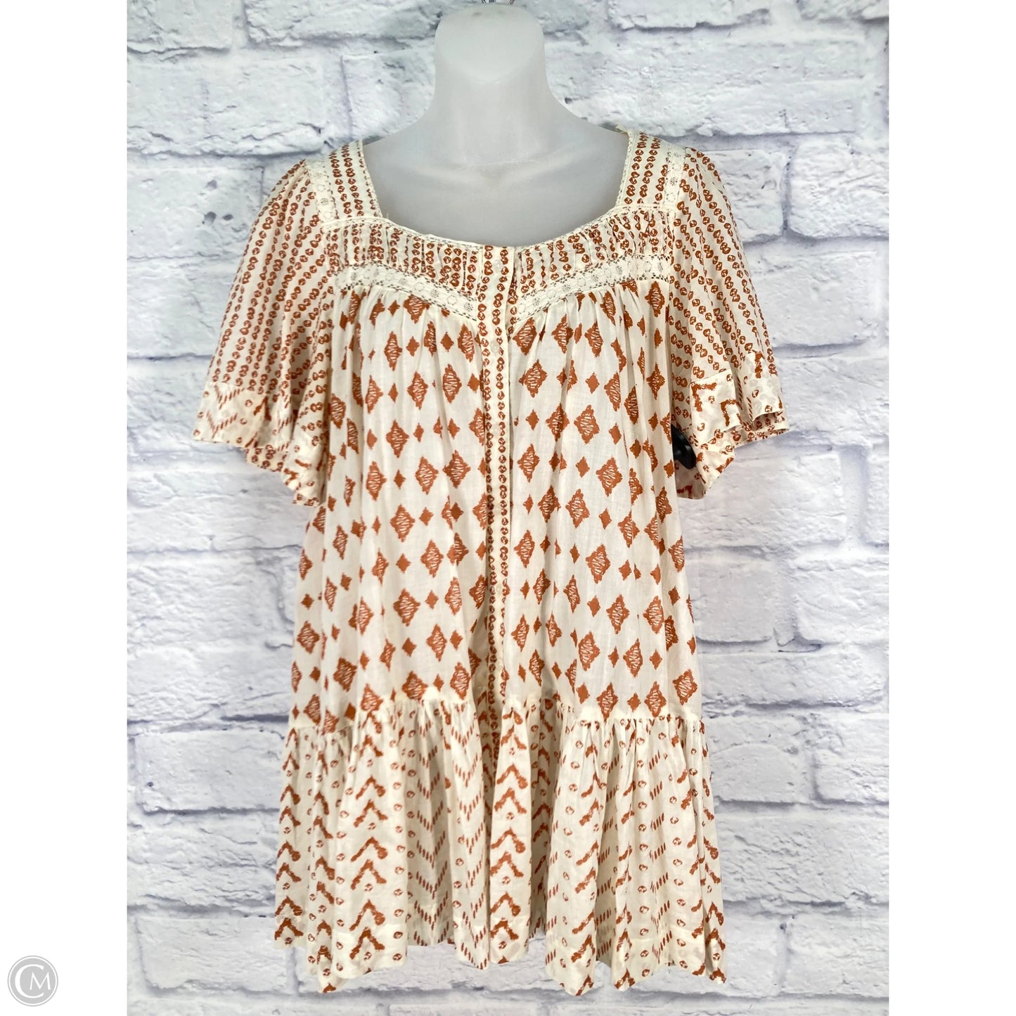 Dress Casual Short By Free People In Orange & White, Size: Xs