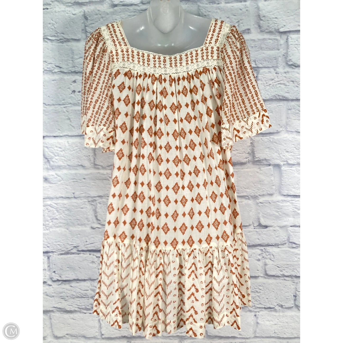Dress Casual Short By Free People In Orange & White, Size: Xs