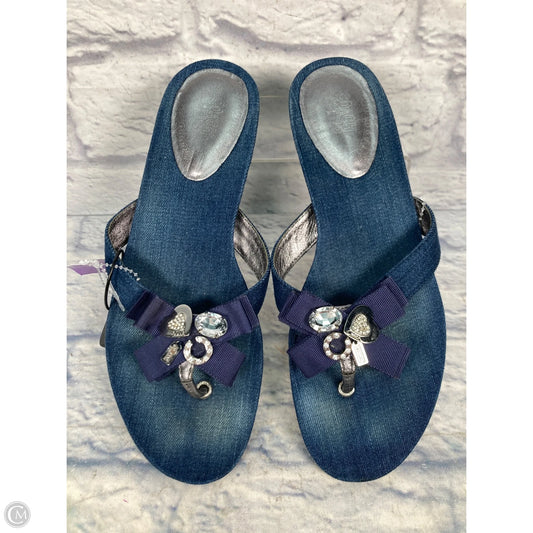 Sandals Designer By Coach In Blue Denim, Size: 8.5