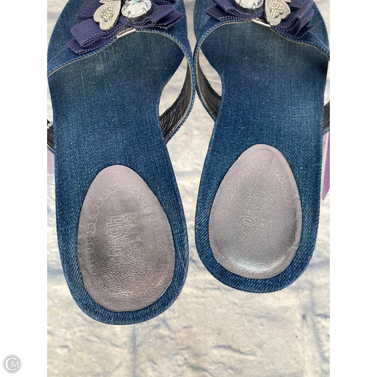 Sandals Designer By Coach In Blue Denim, Size: 8.5
