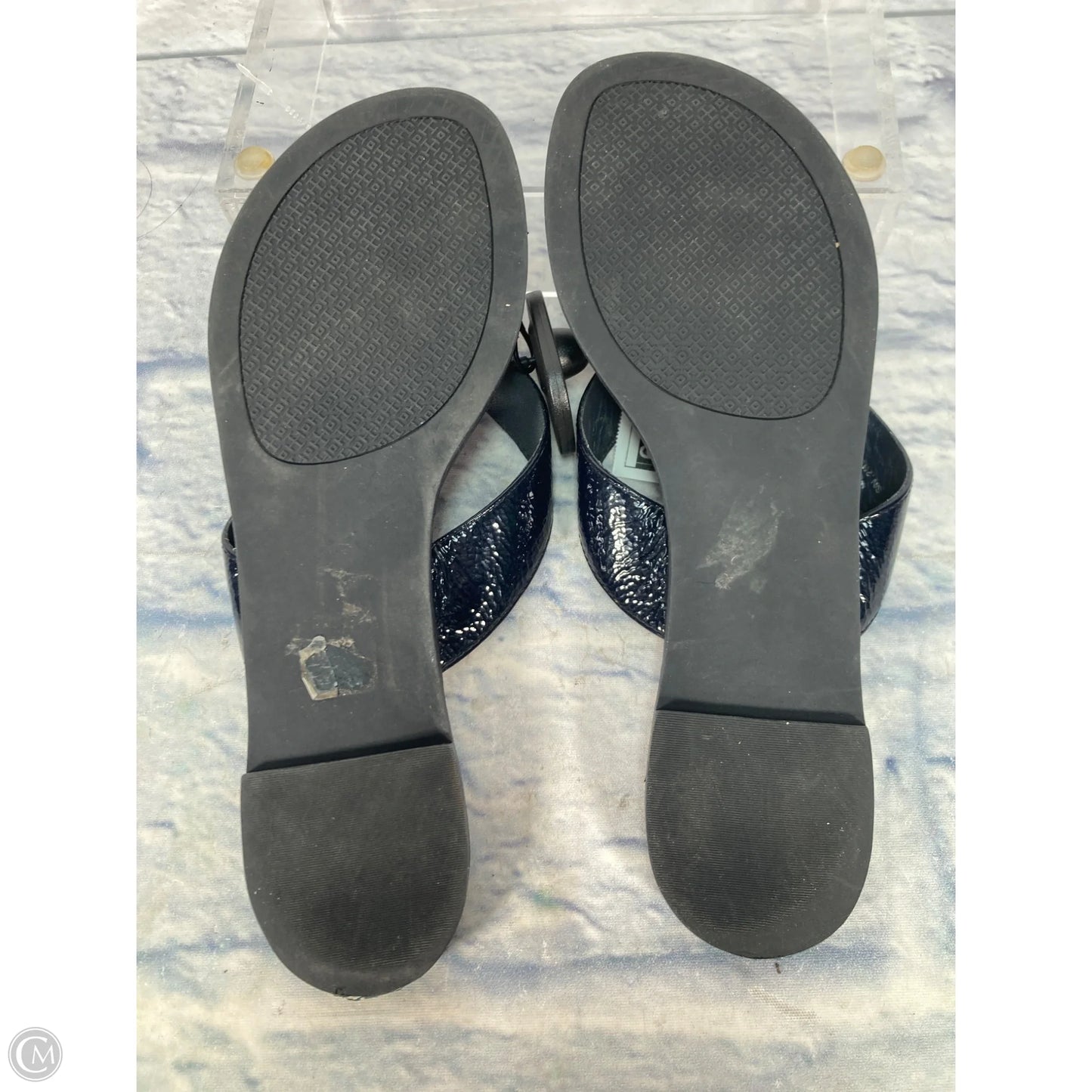 Sandals Designer By Tory Burch In Black & Gold, Size: 8
