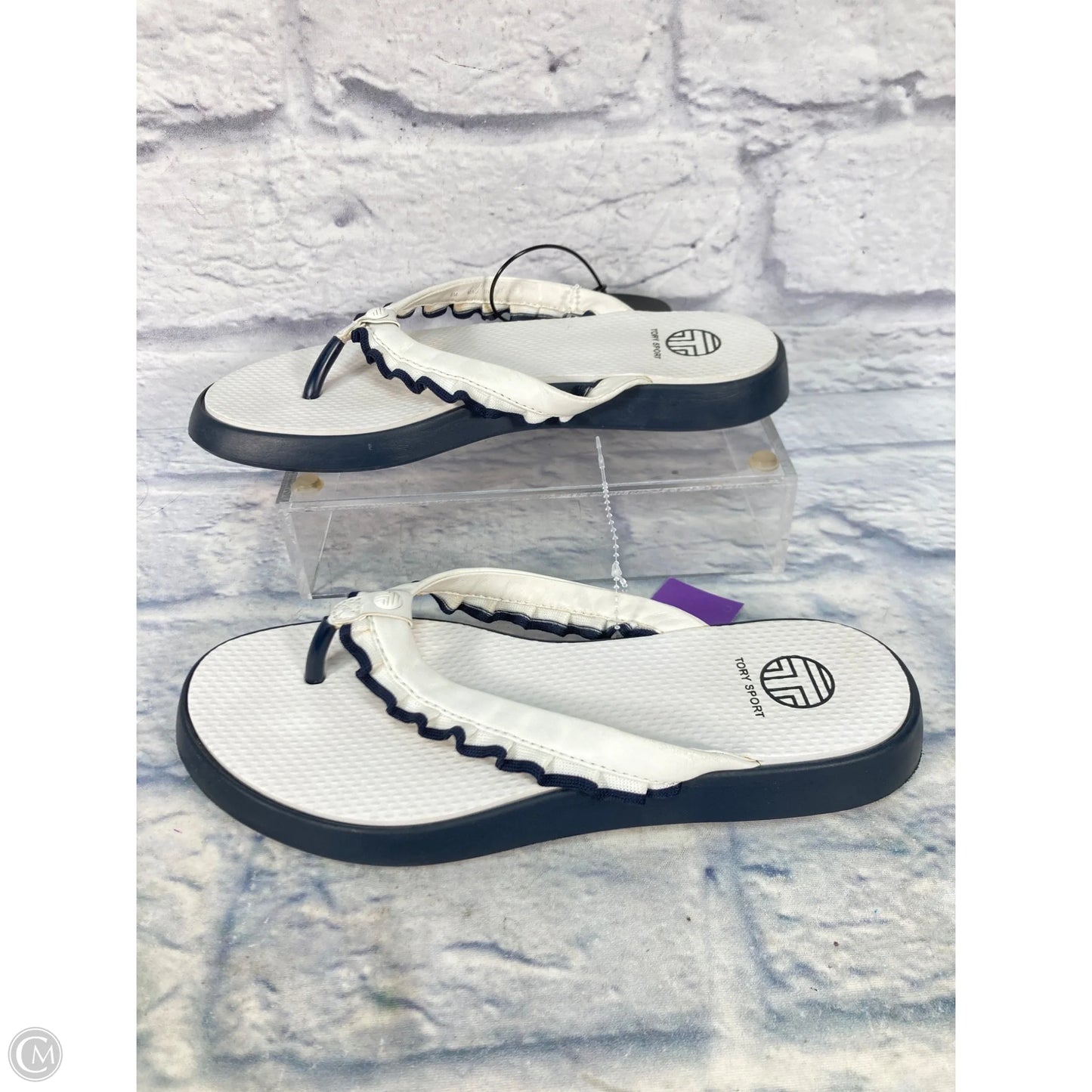 Sandals Designer By Tory Burch In Black & White, Size: 8
