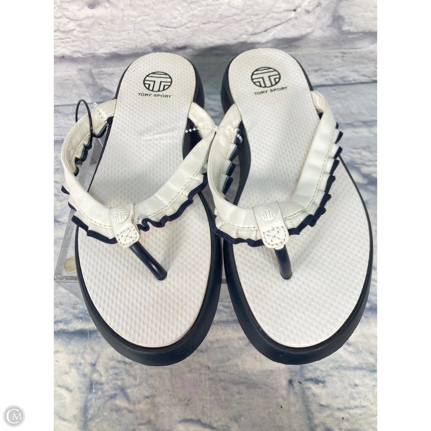 Sandals Designer By Tory Burch In Black & White, Size: 8