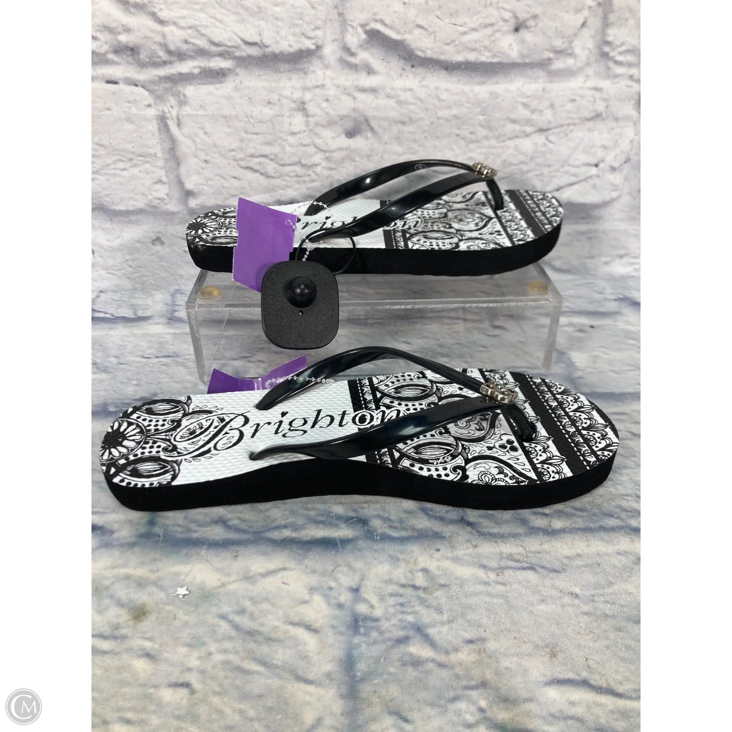 Sandals Flip Flops By Brighton In Black & White, Size: 6