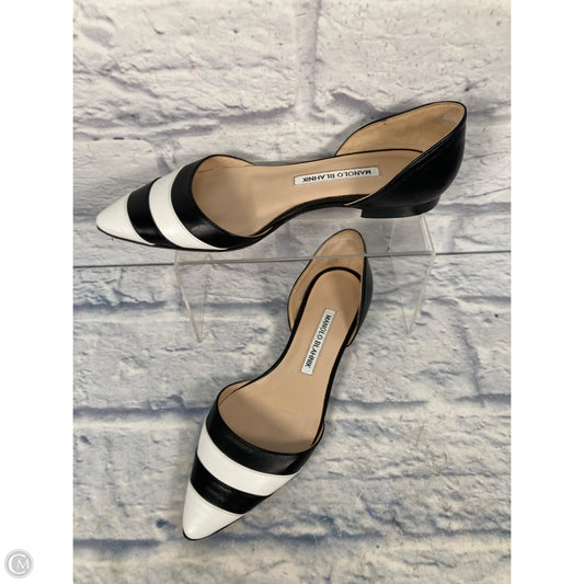 Shoes Luxury Designer By Manolo Blahnik In Black & White, Size: 6