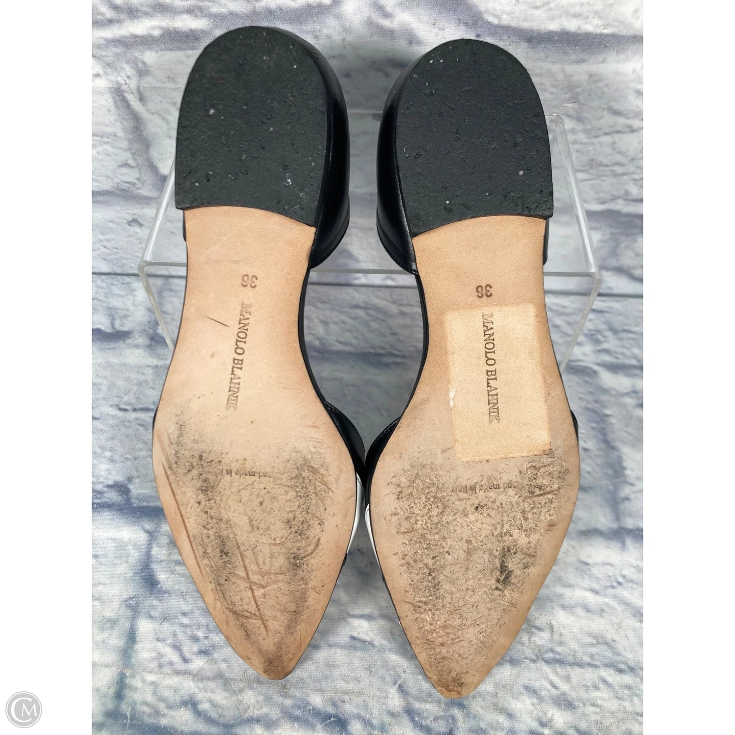 Shoes Luxury Designer By Manolo Blahnik In Black & White, Size: 6