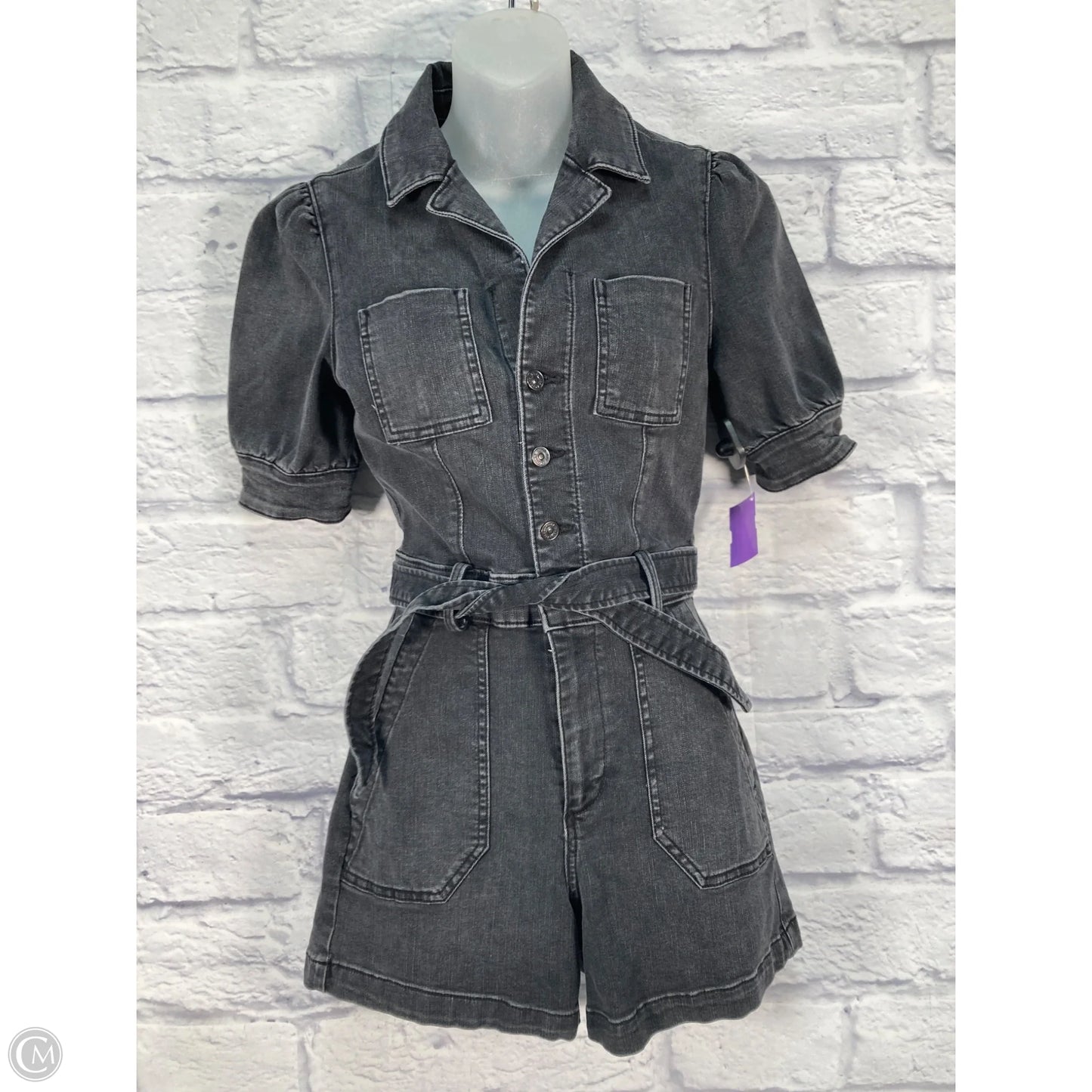 Romper By Paige In Black Denim, Size: Xs