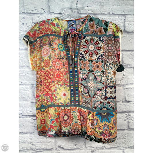 Blouse Short Sleeve By Johnny Was In Multi-colored, Size: Xs