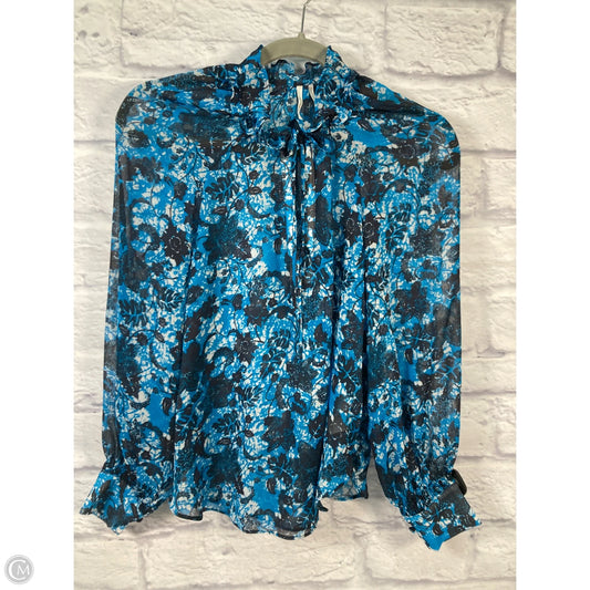 Blouse Long Sleeve By Anthropologie In Black & Blue, Size: Xs