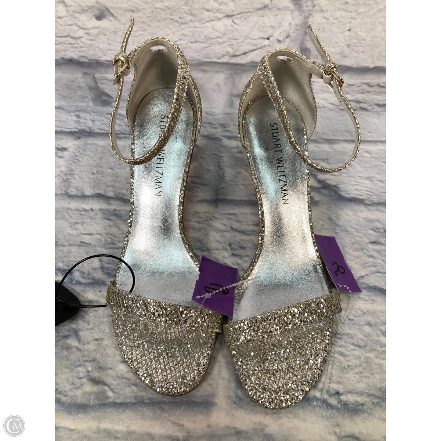Sandals Designer By Stuart Weitzman In Silver, Size: 9