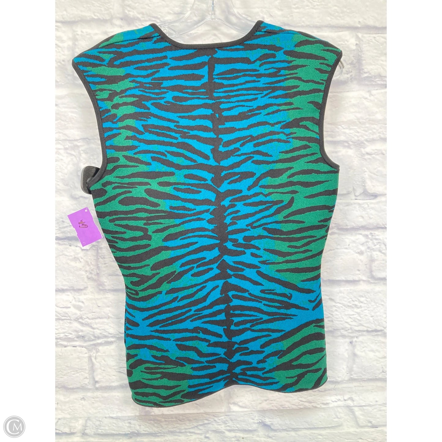 Top Sleeveless Designer By Milly In Zebra Print, Size: L