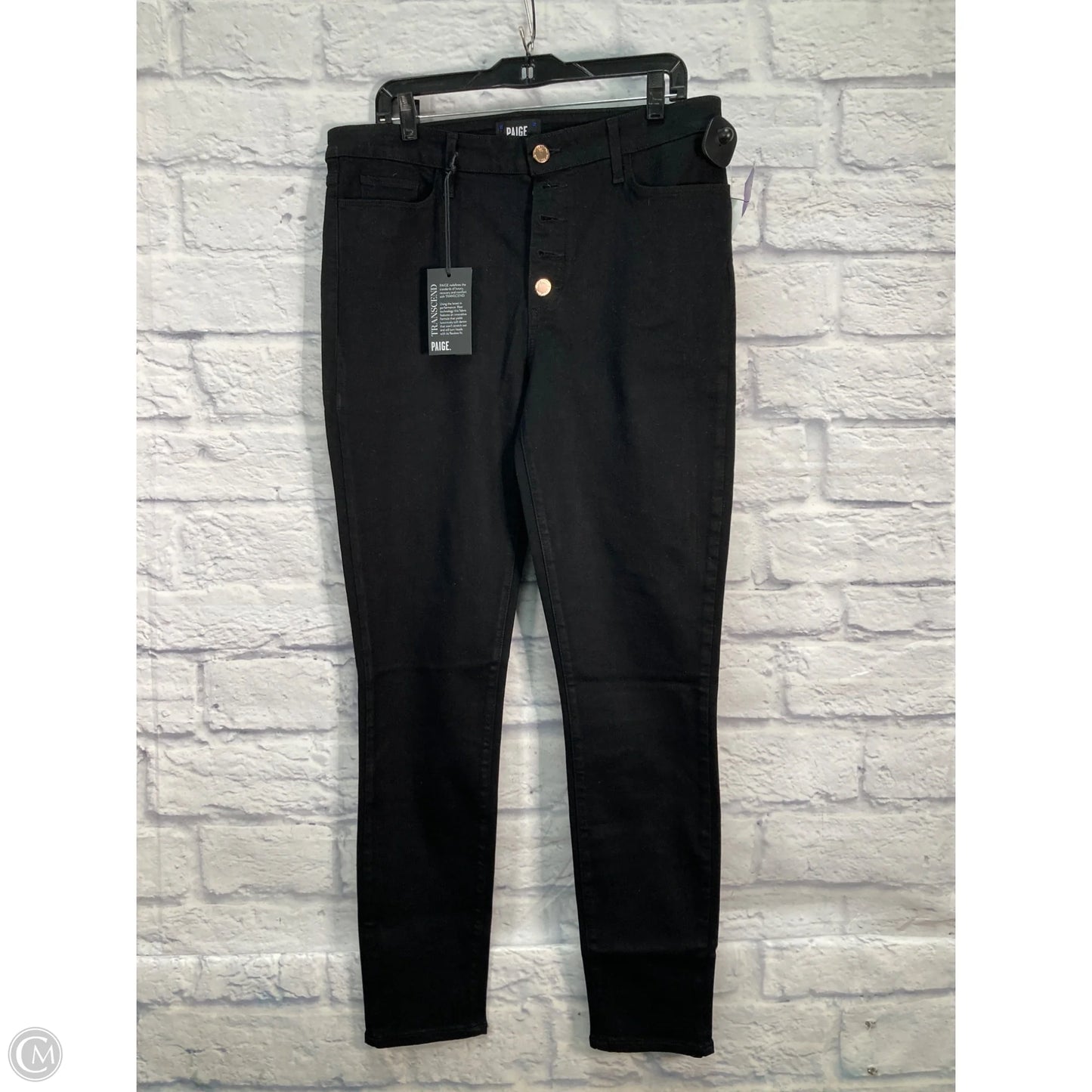 Jeans Skinny By Paige In Black Denim, Size: 14