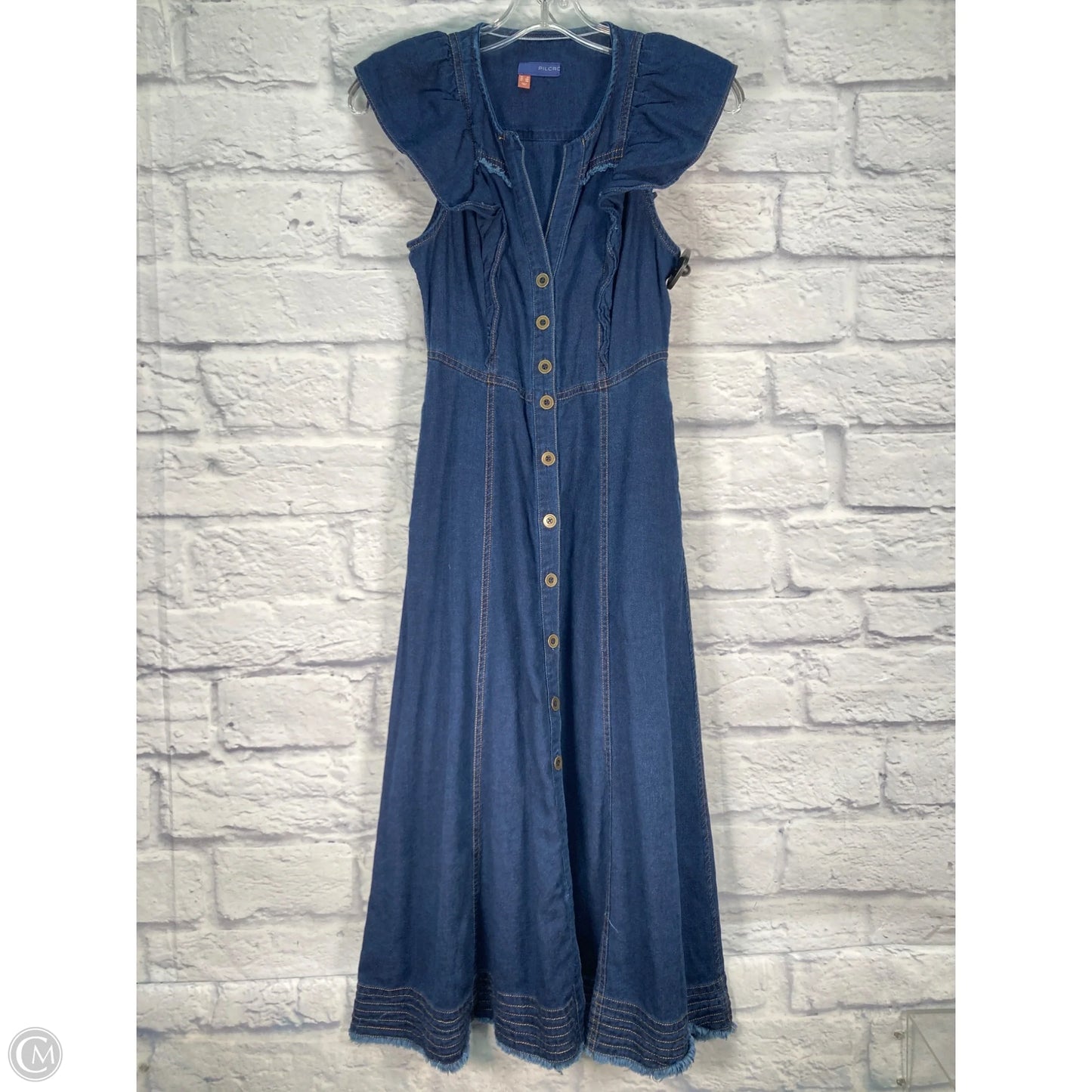 Dress Casual Midi By Pilcro In Blue Denim, Size: Xxsp