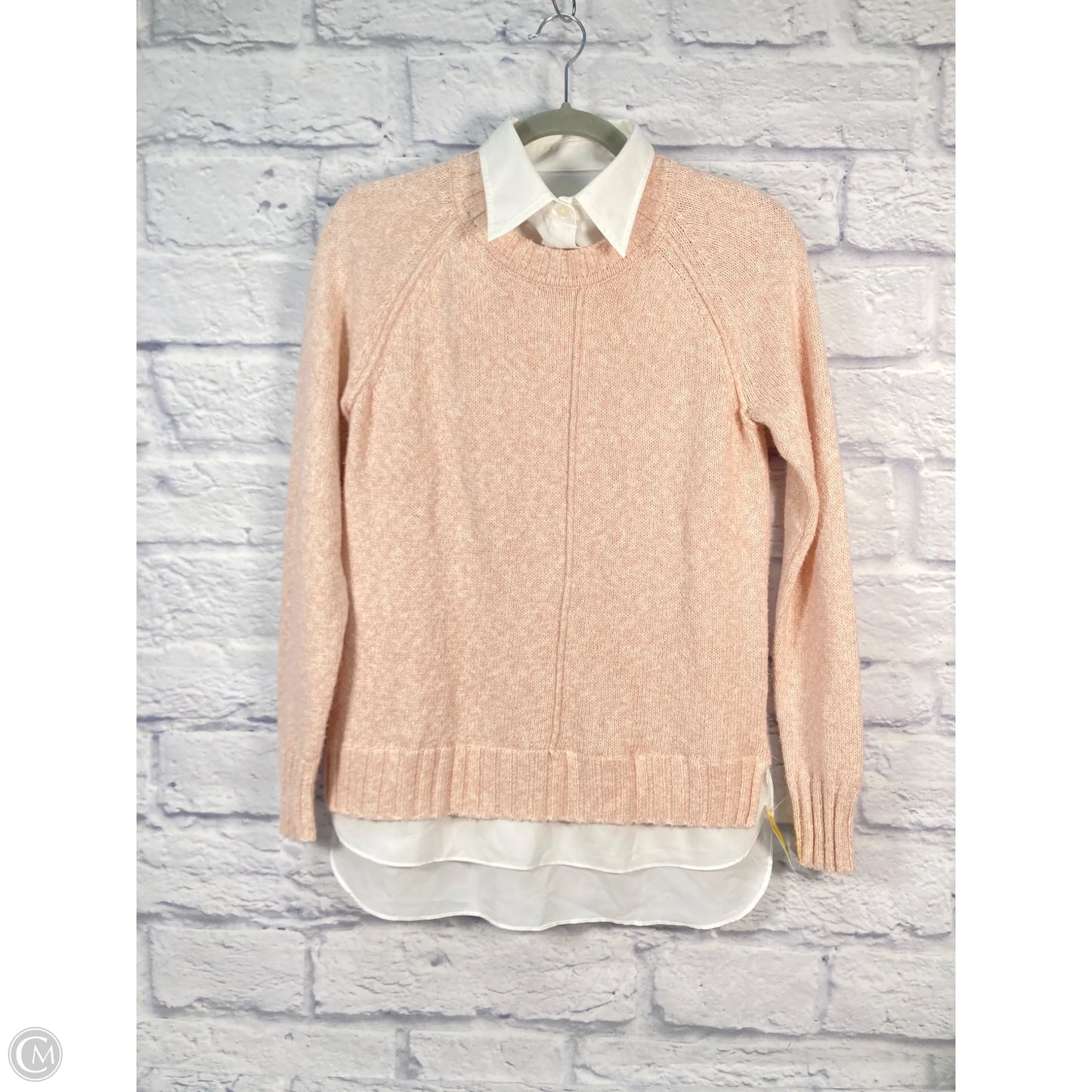 Sweater By Lauren By Ralph Lauren In Pink & White, Size: Xs