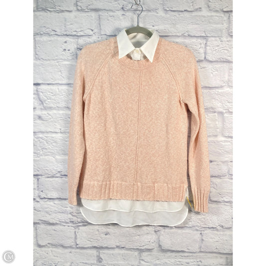 Sweater By Lauren By Ralph Lauren In Pink & White, Size: Xs