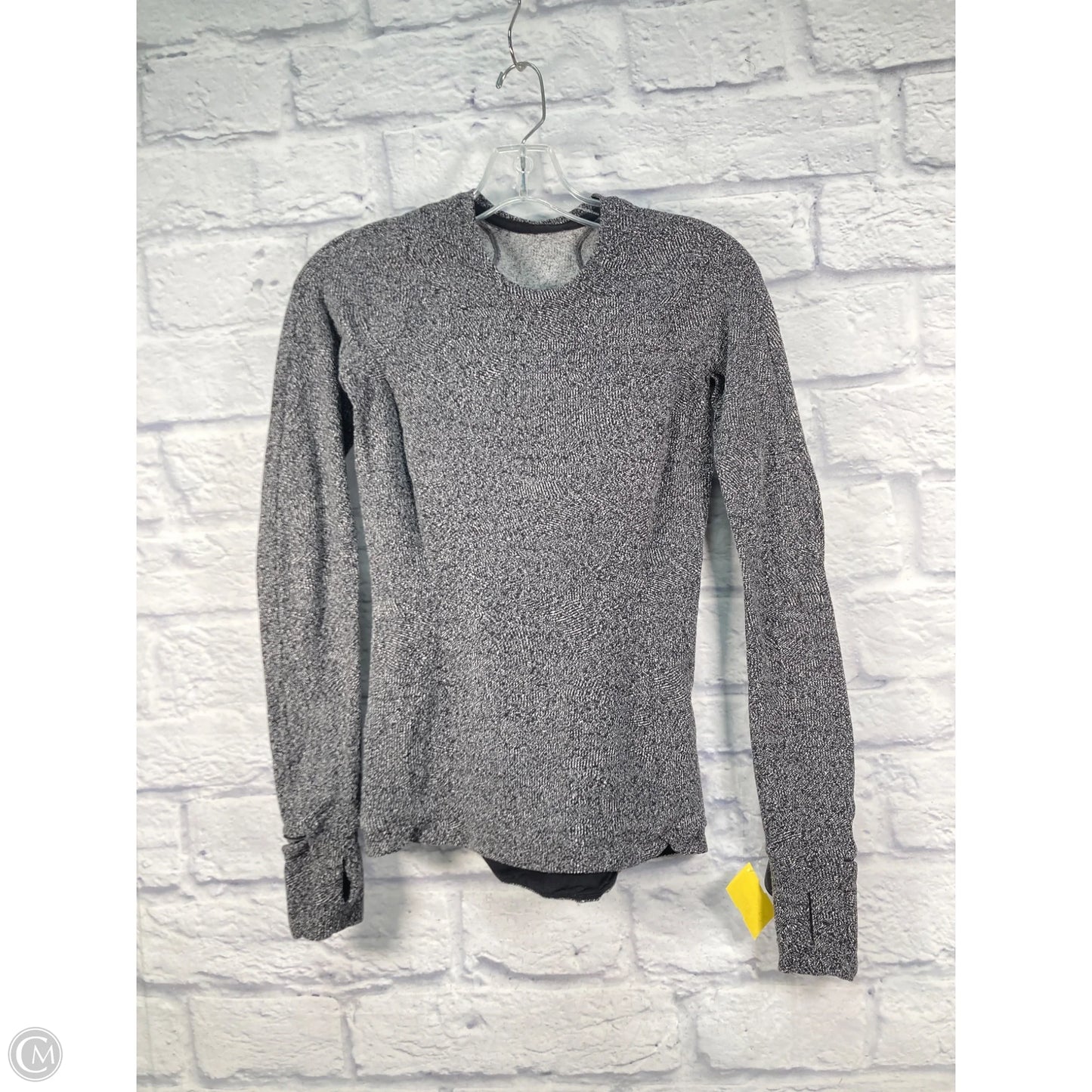 Athletic Top Long Sleeve Crewneck By Lululemon In Black & Grey, Size: S