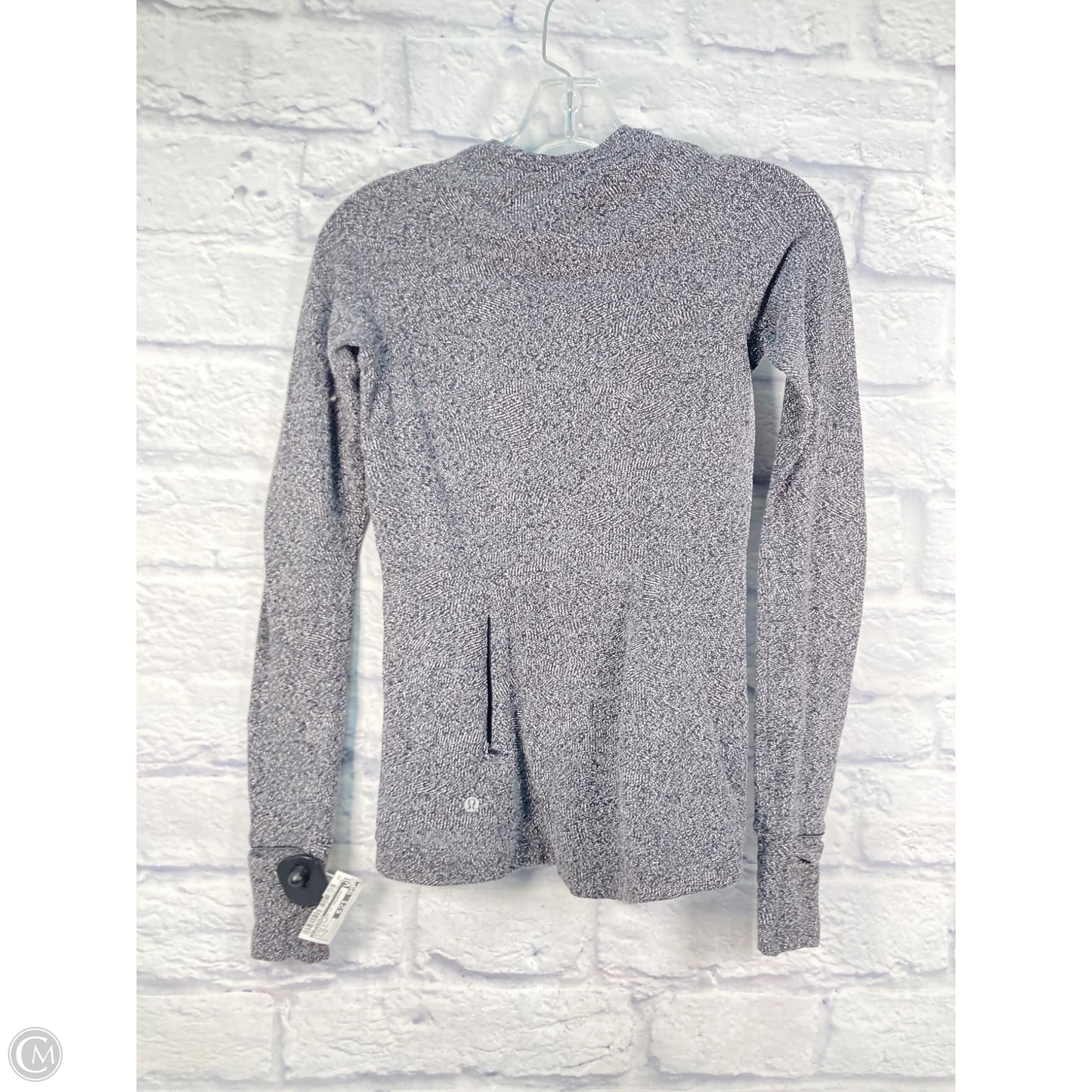 Athletic Top Long Sleeve Crewneck By Lululemon In Black & Grey, Size: S