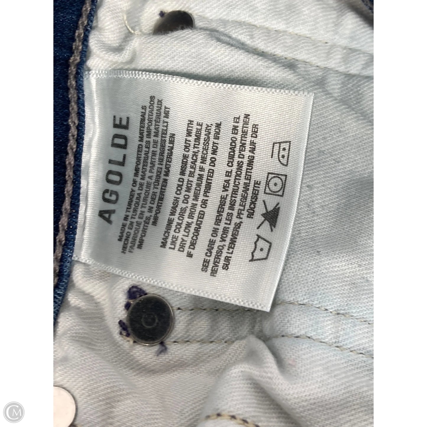 Jeans Straight By Agolde In Blue Denim, Size: 4
