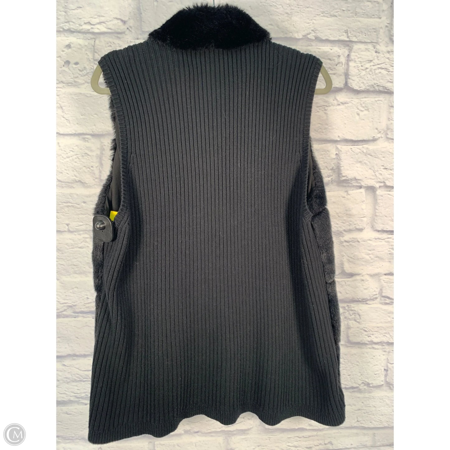 Vest Faux Fur & Sherpa By Chicos In Black, Size: Xl