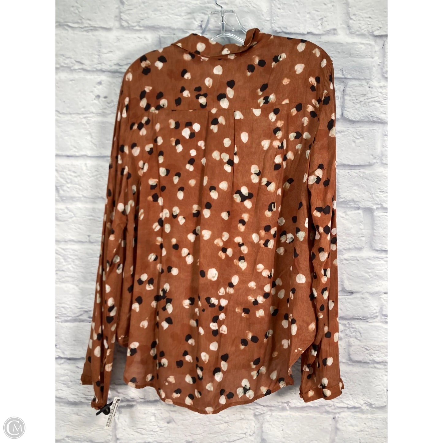 Blouse Long Sleeve By Cloth & Stone In Polkadot Pattern, Size: Xl