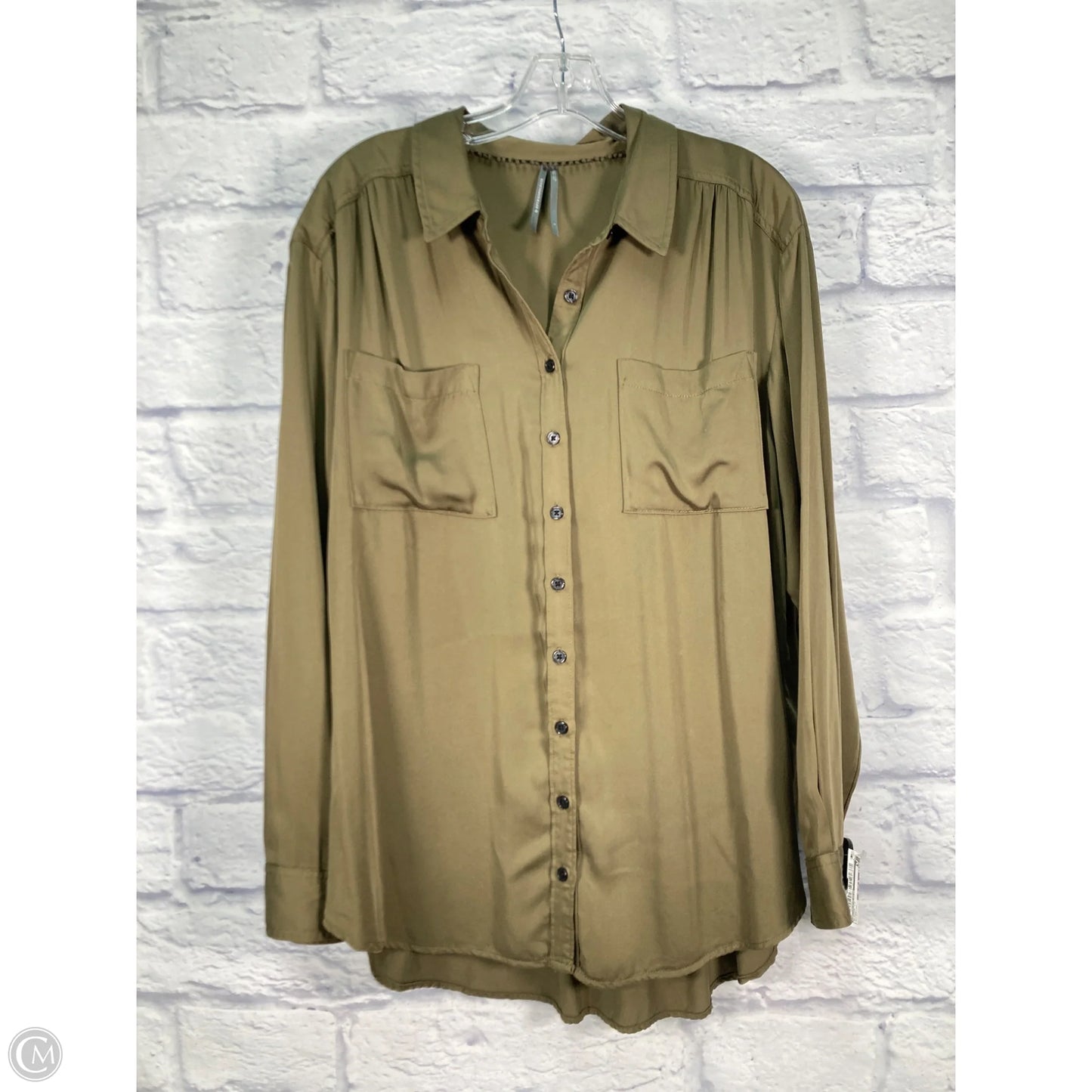 Blouse Long Sleeve By Anthropologie In Green, Size: L
