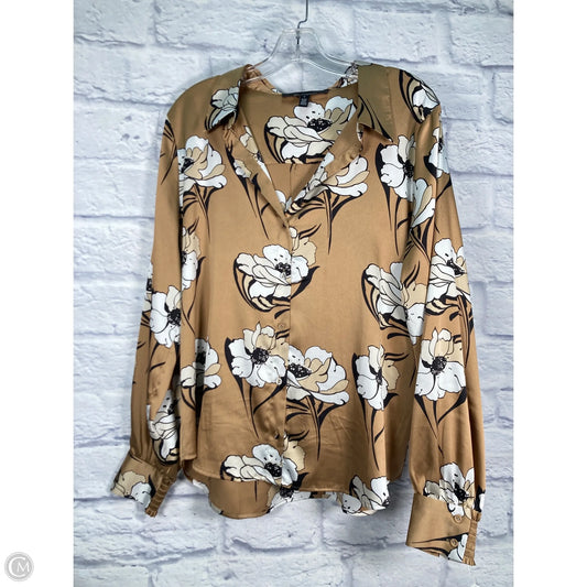 Blouse Long Sleeve By White House Black Market In Floral Print, Size: L