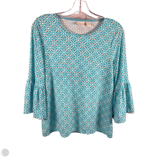Top 3/4 Sleeve By Chicos In Blue & Orange, Size: S