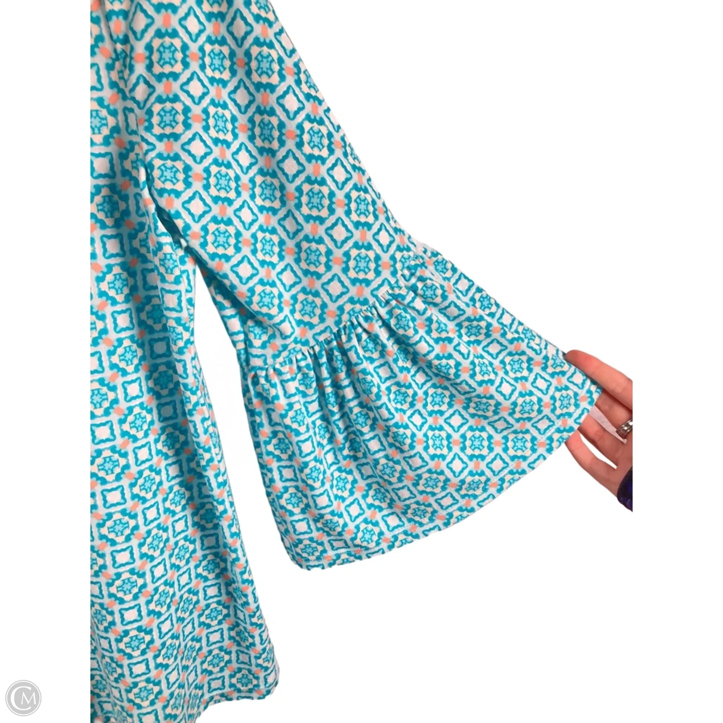 Top 3/4 Sleeve By Chicos In Blue & Orange, Size: S