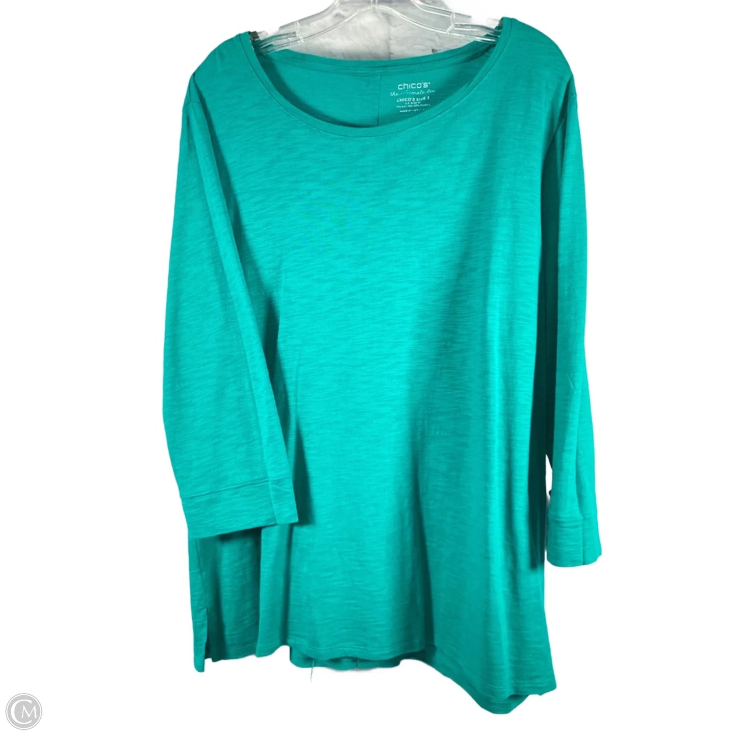 Top 3/4 Sleeve By Chicos In Green, Size: Xl