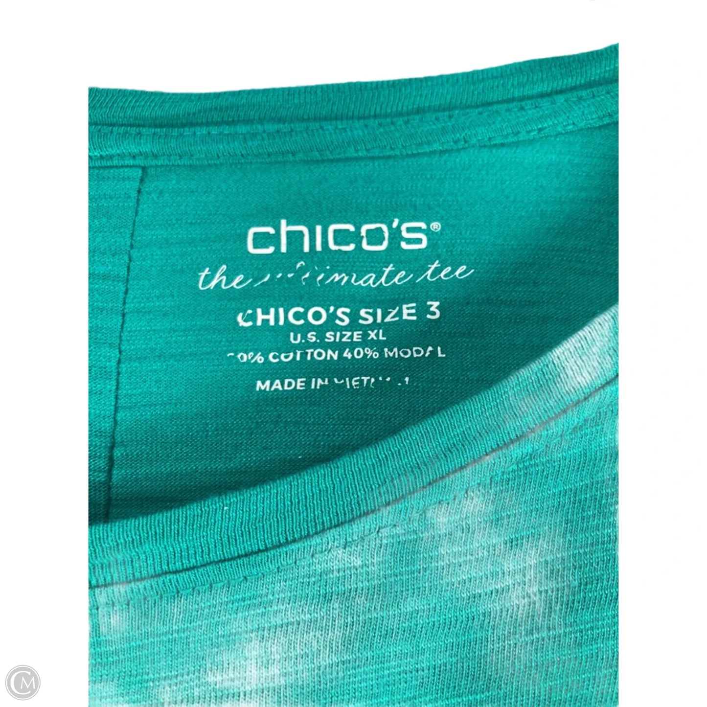 Top 3/4 Sleeve By Chicos In Green, Size: Xl