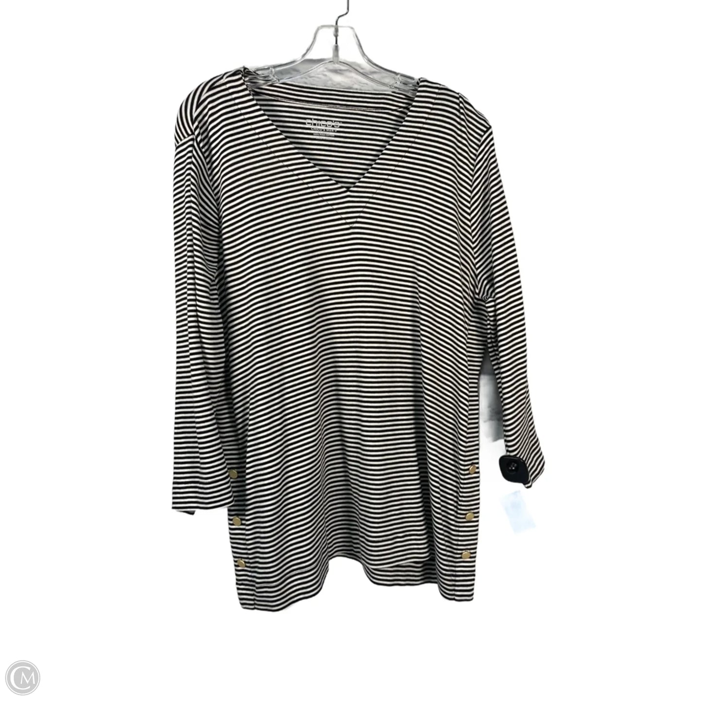 Top Long Sleeve By Chicos In Striped Pattern, Size: Xl