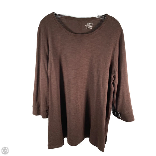 Top 3/4 Sleeve Basic By Chicos In Brown, Size: Xl