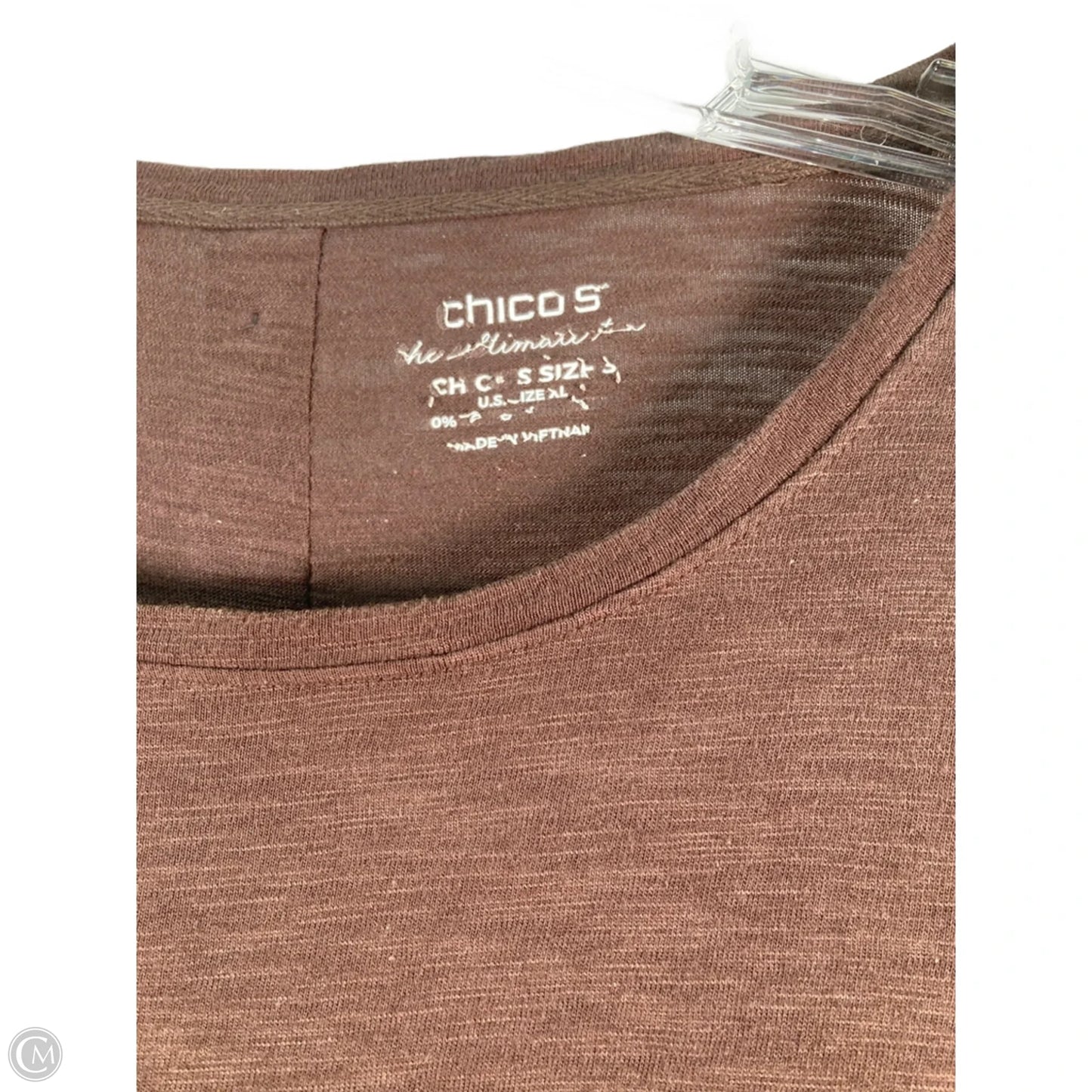 Top 3/4 Sleeve Basic By Chicos In Brown, Size: Xl
