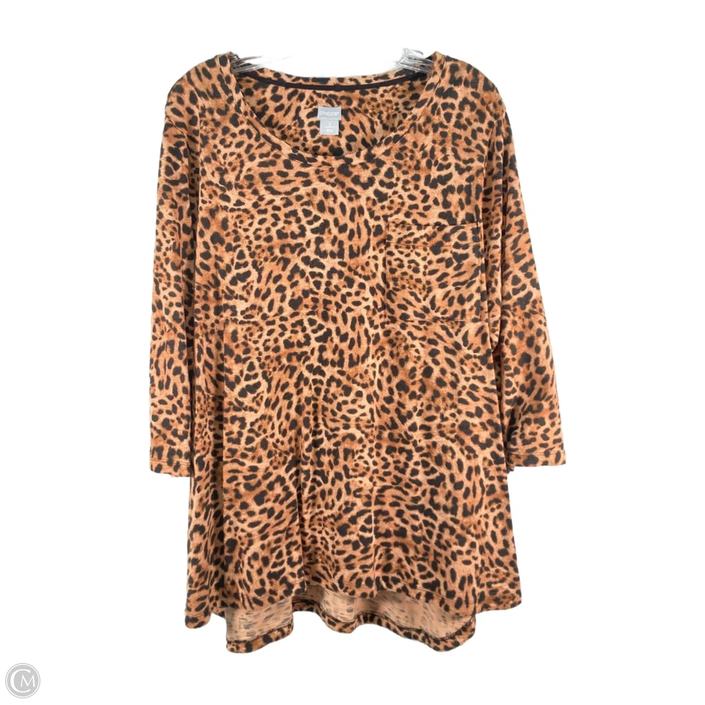 Top 3/4 Sleeve By Chicos In Animal Print, Size: Xl