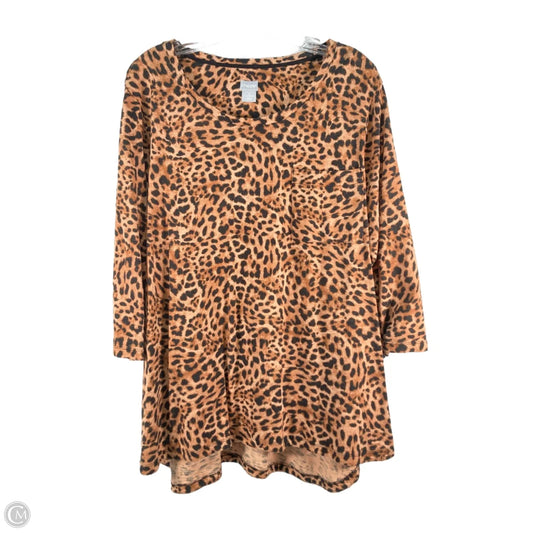 Top 3/4 Sleeve By Chicos In Animal Print, Size: Xl