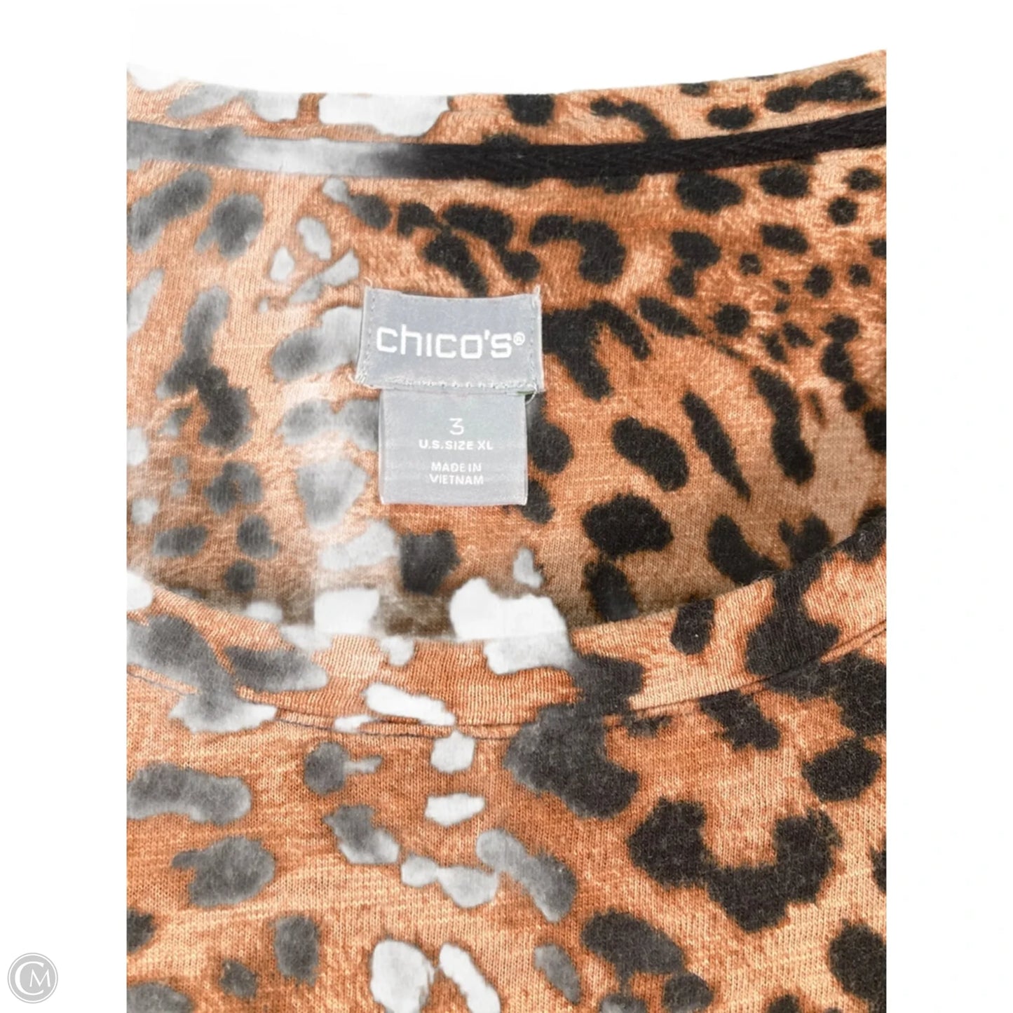 Top 3/4 Sleeve By Chicos In Animal Print, Size: Xl