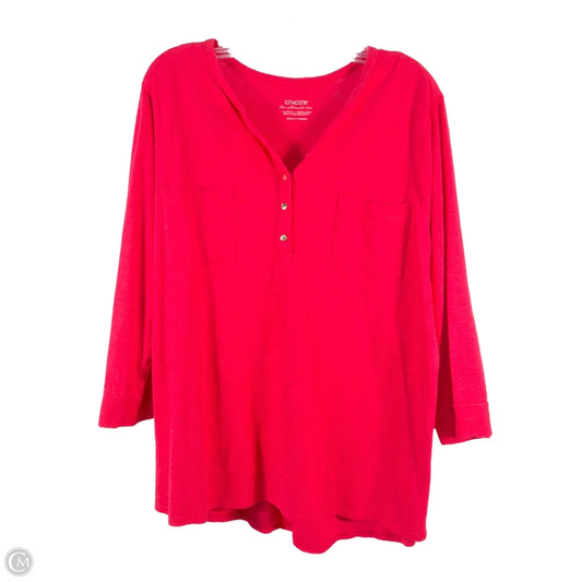 Top 3/4 Sleeve By Chicos In Pink, Size: Xl