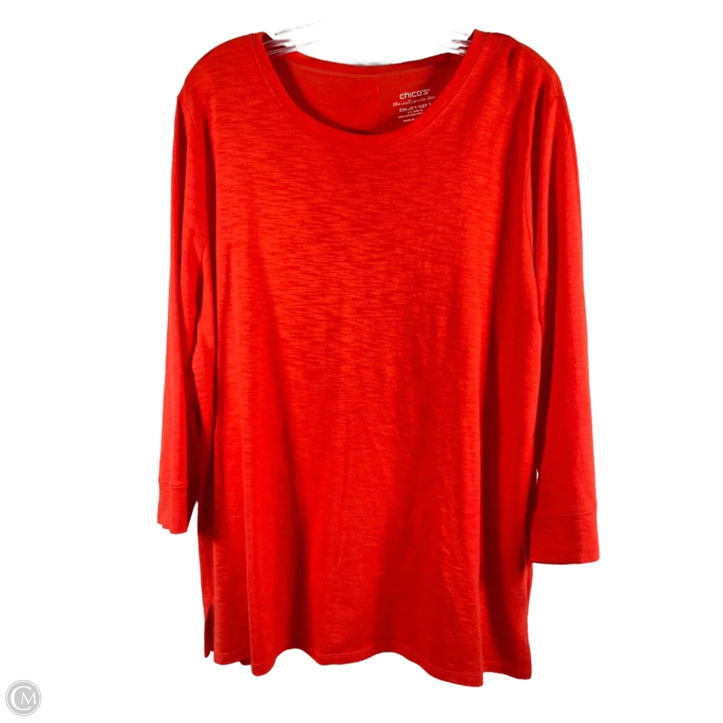 Top 3/4 Sleeve By Chicos In Orange, Size: Xl
