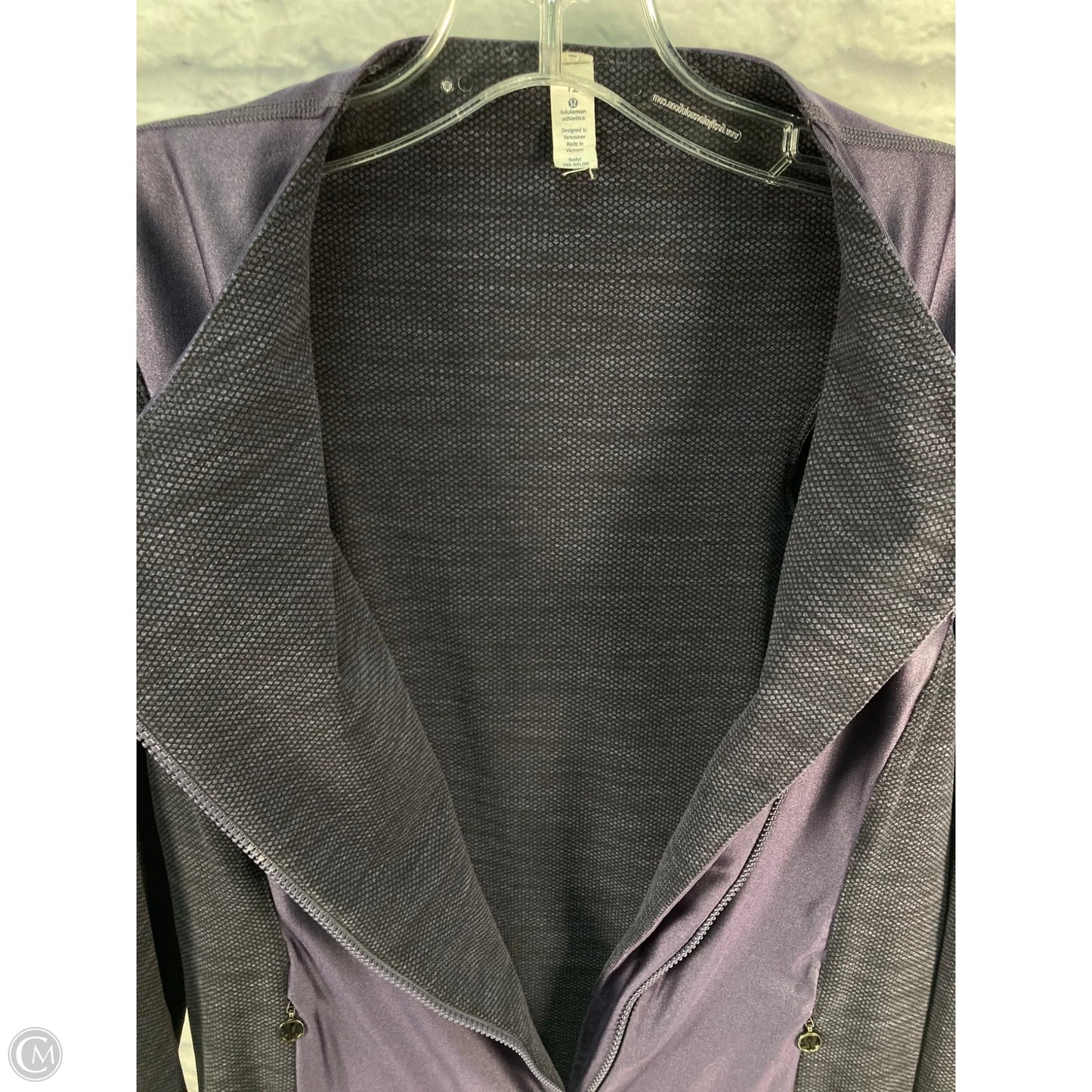 Athletic Jacket By Lululemon In Black & Purple, Size: L