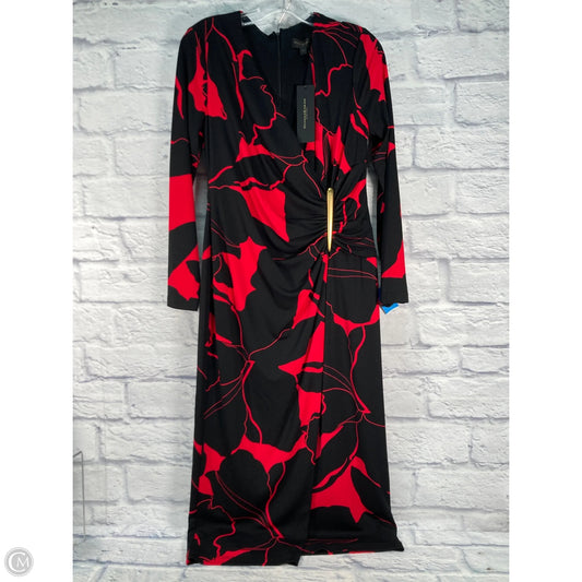 Dress Party Midi By Donna Karan In Black & Red, Size: M