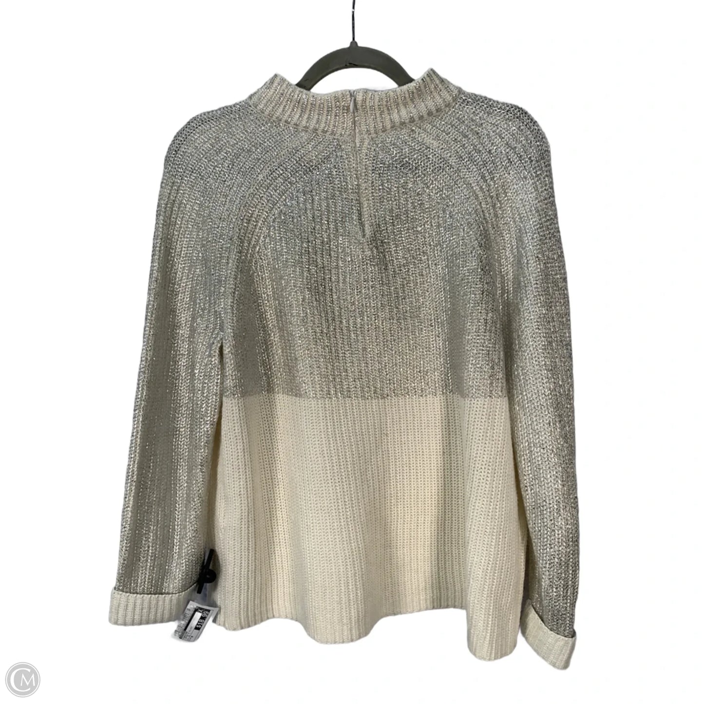 Sweater By Chicos In Cream & Silver, Size: M