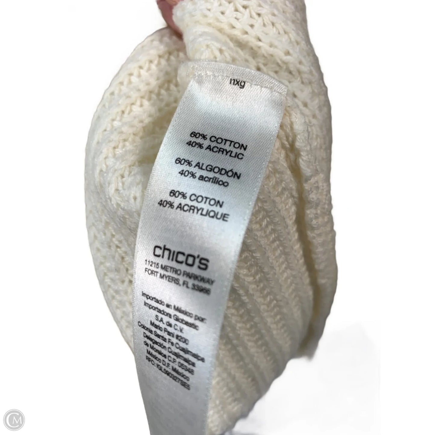 Sweater By Chicos In Cream & Silver, Size: M